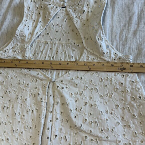 Free People Ivory Eyelet Knit Open Back Mock Neck Tank Size Small - Picture 13 of 15